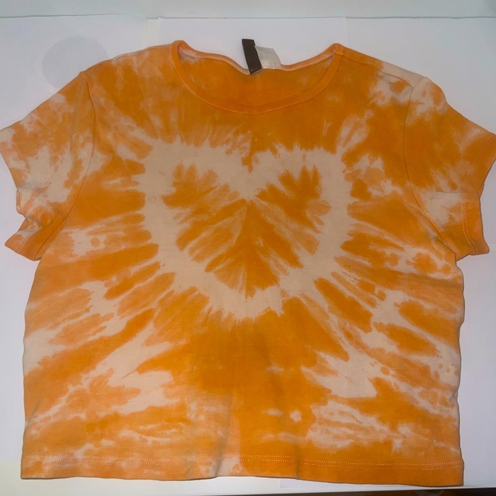 Orange Tie-Dye Heart Crop top